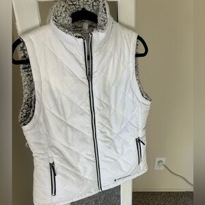 White Quilted Vest with Sherpa Lining